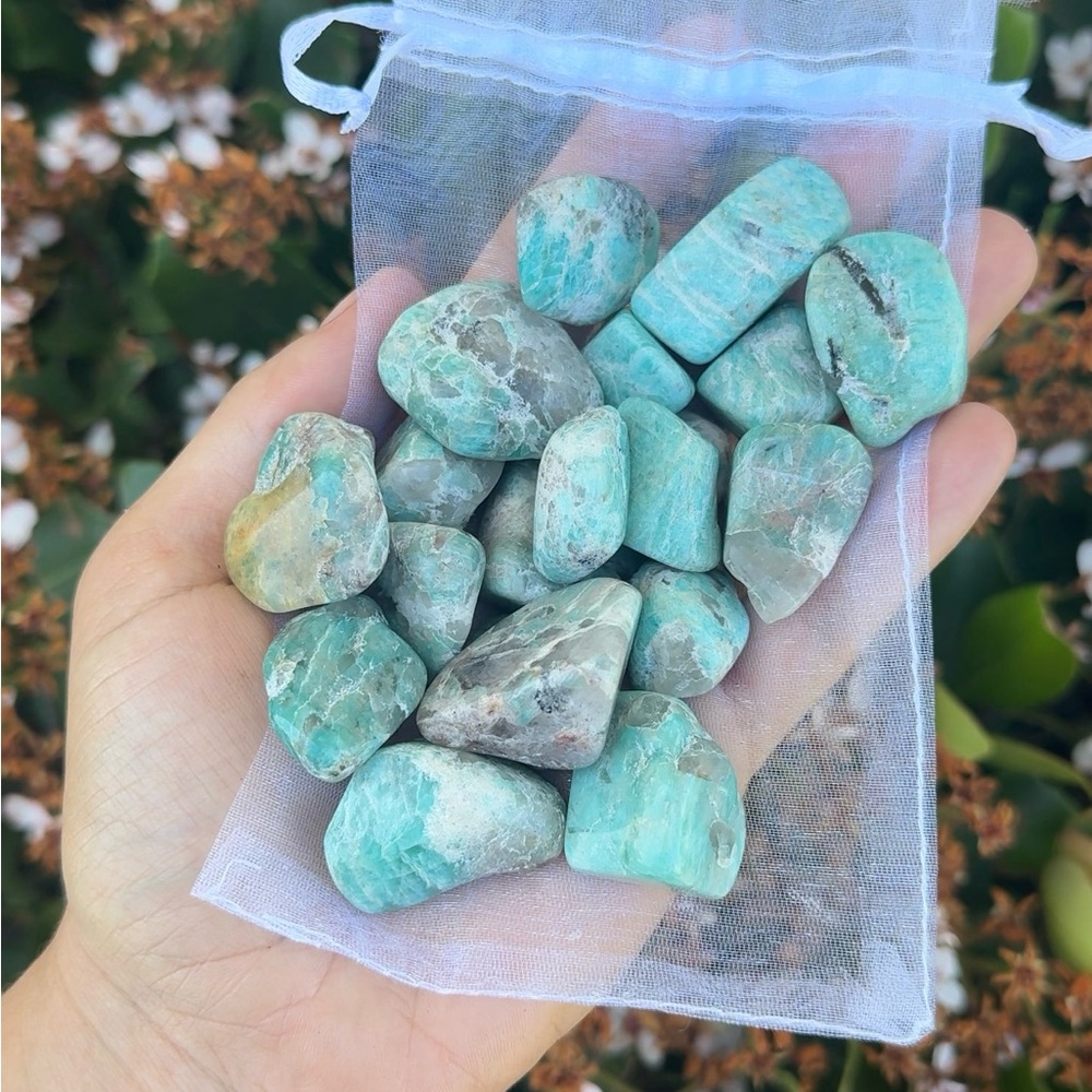 Tumbled Amazonite Stones - Blue Green Healing Crystals 1/2 Pound
